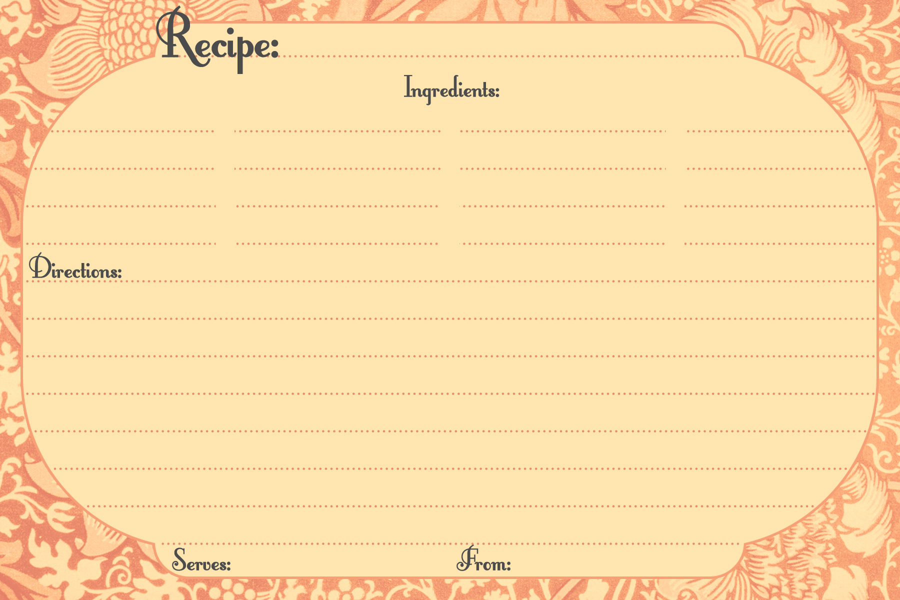 Recipe Card Microsoft Word Templates Free