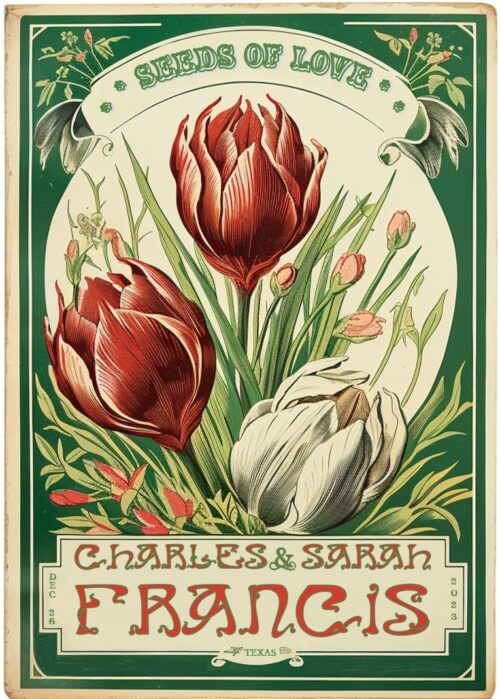 Vintage Botanical Wedding Chas Sarah seed packets 2