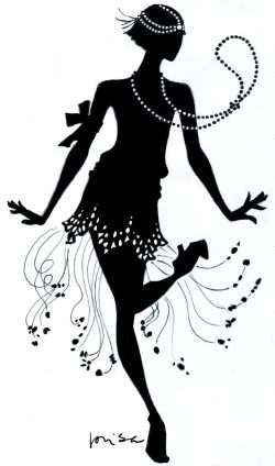 Flapper with beads 1920s silhouette clip art