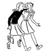 vintage girl scout girlfriends walking clip art