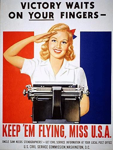 WWII poster girl typewriter