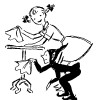 brownie girl ironing vintage clip art girl scouts