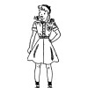 vintage girl scout brownie with braids clip art