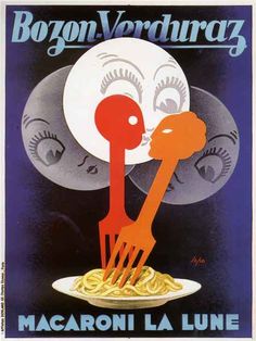 forks spaghetti vintage Italian food art