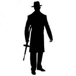 gangster gun down long coat 1920s clip art silhouette