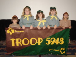 vintage Girl scout troop with banner color